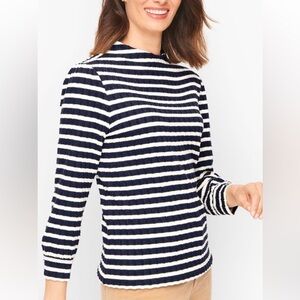 Talbots Stripe Jacquard Funnel Neck Pullover